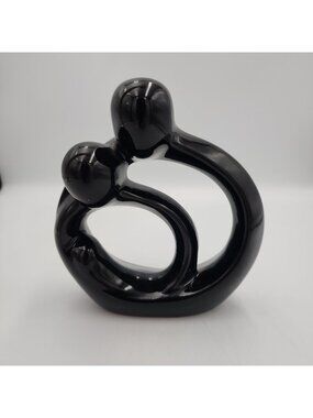 Vtg 1999 Avery Creation Father, Mother & Baby Black Ceramic Figurine Sculpture